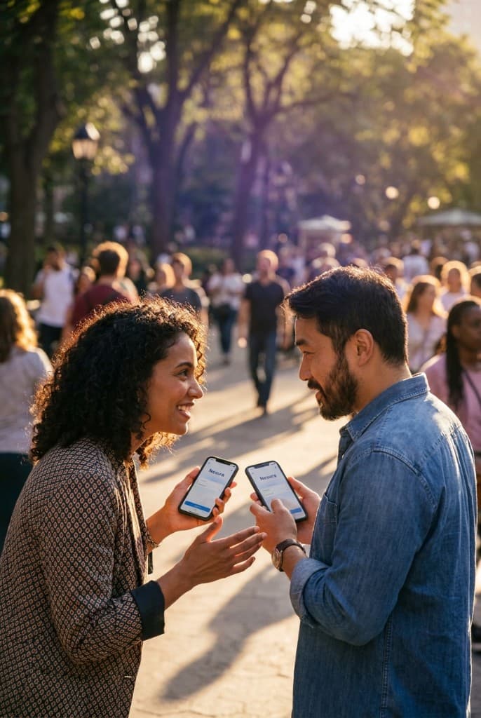 Two people connecting with Nexura